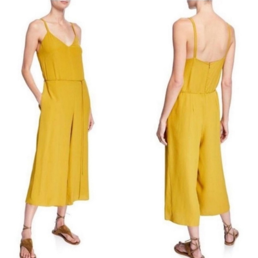 NWT Vince Golden Yellow V-Neck Cami Cropped Wide Leg Silky Jumpsuit